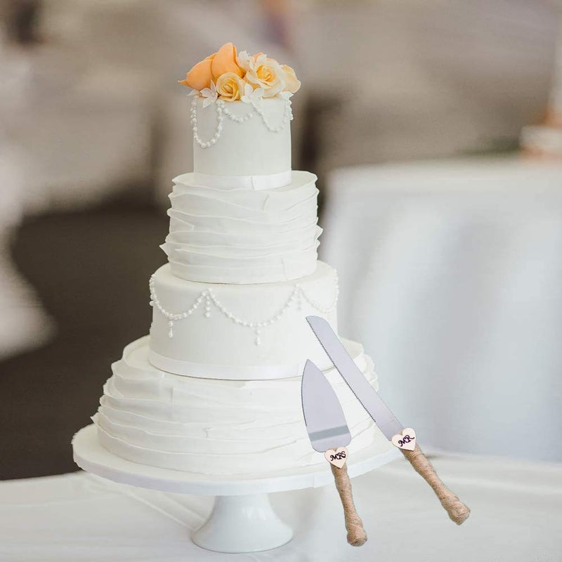 senover MR MRS Wedding Cake Knife and Server Set Pizza Pie Cake Knife Cutter Serveing - Image 3